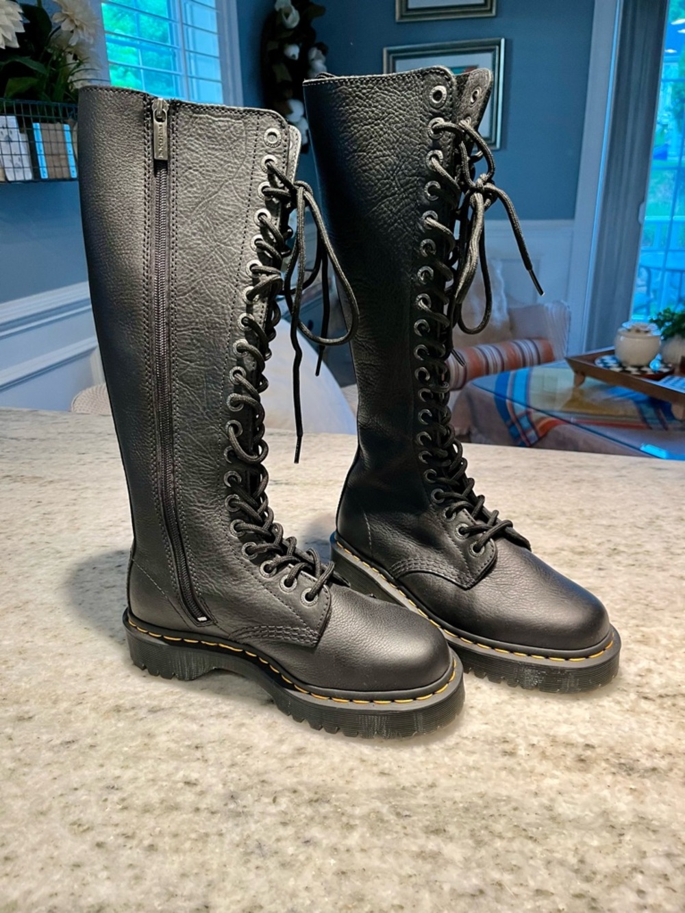 Dr. Martens Black Tall Lace-Up Boots with Side Zip 1B60 Bex Pisa NWOT - Picture 3 of 7